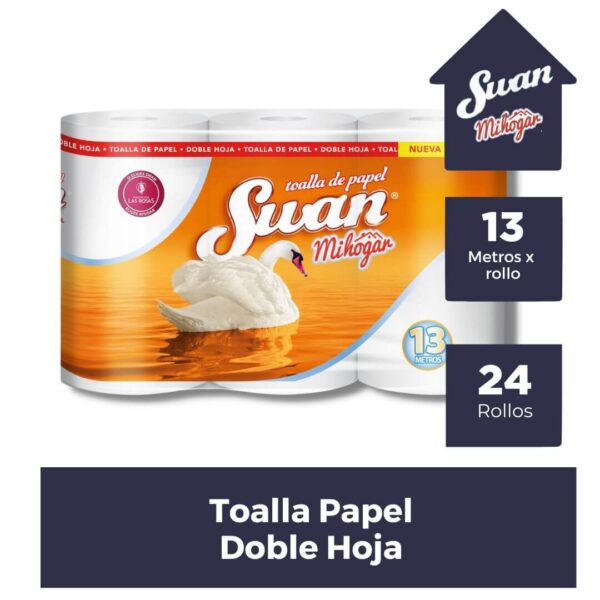 TOALLA DE PAPEL DOBLE HOJA SWAN MI HOGAR