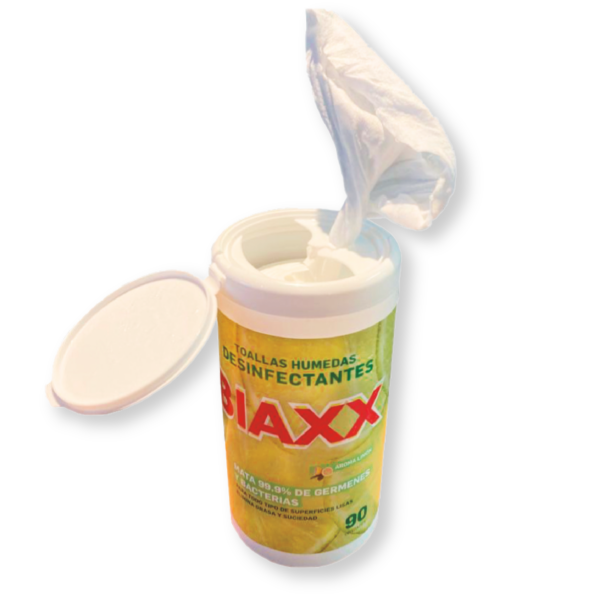 BIAXX TOALLAS HUMEDAS DESINFECTANTES AROMA LIMÓN 90 UNIDADES - Imagen 2